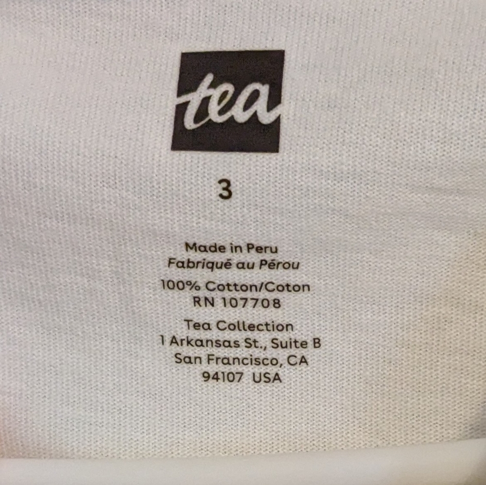 Tea Collection Yellow White Ice Cream Graphic Long Sleeve Cotton Shirt - Size 3 - Picture 4 of 6